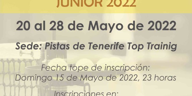 Campeonato de Tenerife Junior – CUADROS y HORARIOS